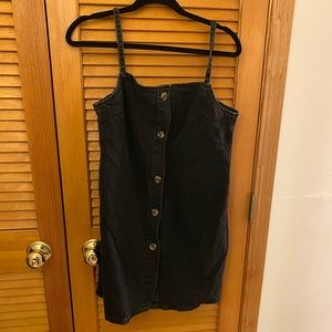 ASOS button up black denim mini dress